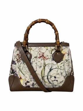 🪻Gucci Flora Canvas Bamboo Shopper Tote 2-Way Crossbody